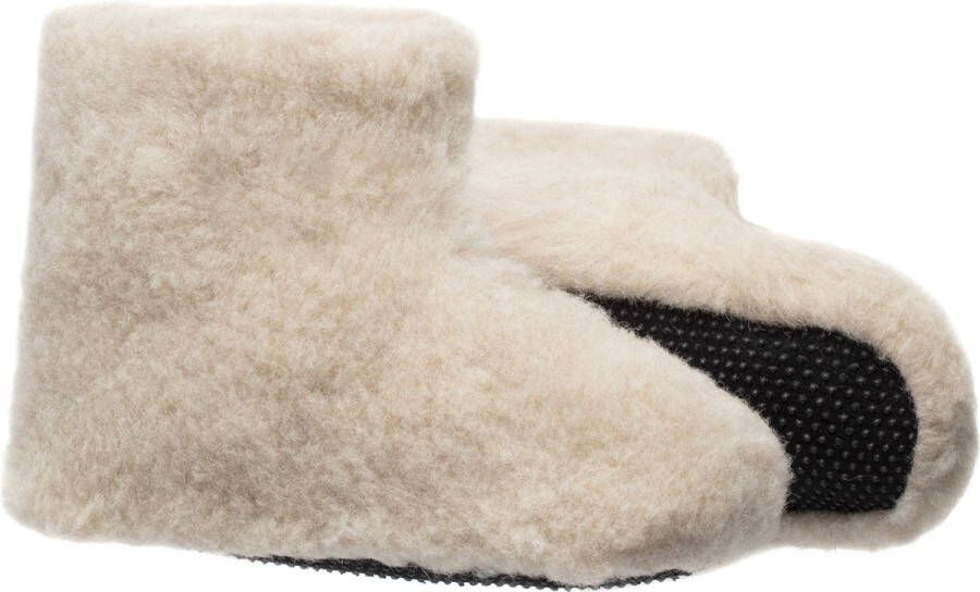 LuLu wonen LuLu- Wollen Sloffen Crème met een vleug Roze antislip zool hoog model Dames - Foto 4