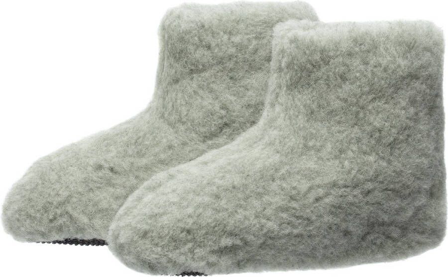 LuLu wonen LuLu- Merino Wollen sloffen pantoffels groen Antislip zool Laarsmodel Dames - Foto 3