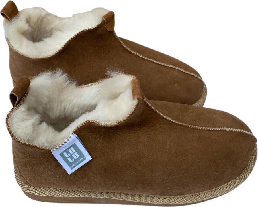 LuLu wonen LuLu- Leren Sloffen Pantoffels van Schapenvacht met rubberen zool en - Foto 4