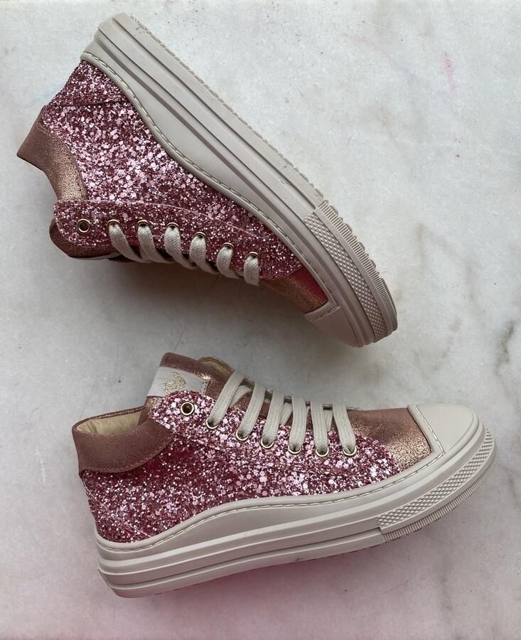 Lunella glittersneaker roze met beschermtop