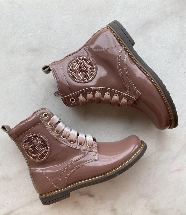 Lunella Meisjesbottine roze laké met strass-detail