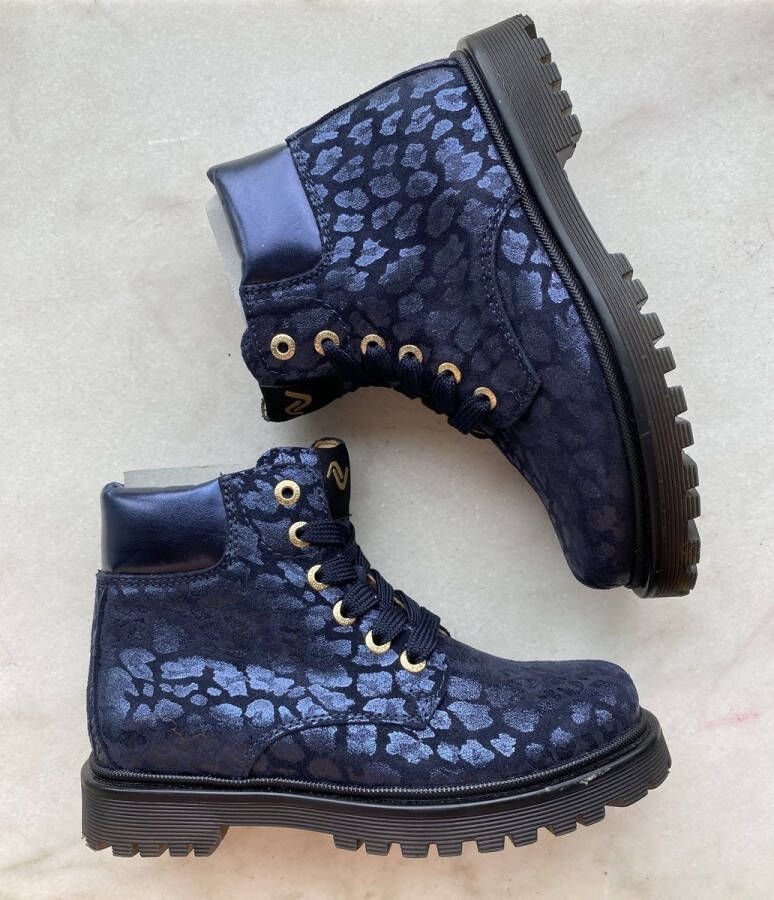 Lunella meisjesbottine blauw leopard