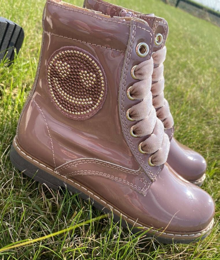 Lunella Meisjesbottine roze laké met strass-detail