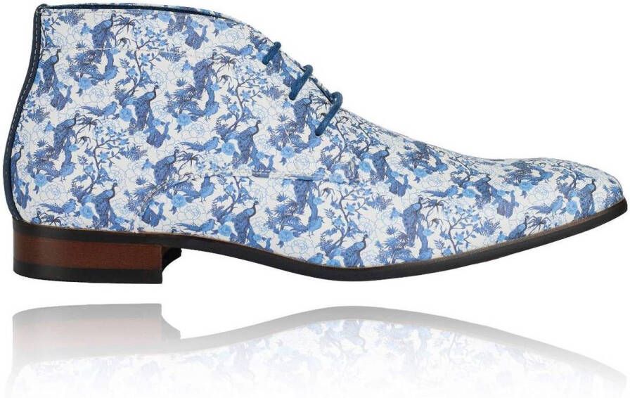 Lureaux Azure Bird Garden High Kleurrijke Schoenen Voor Heren Veterschoenen Met Print