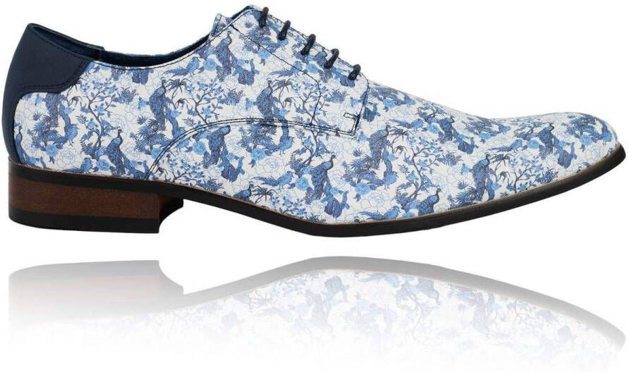 Lureaux Azure Bird Garden Kleurrijke Schoenen Voor Heren Veterschoenen Met Print