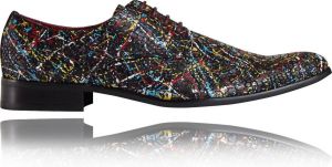 Lureaux Black Paintly Kleurrijke Schoenen Voor Veterschoenen Met Print