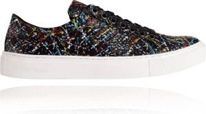 Lureaux Black Paintly Sneaker Kleurrijke Schoenen Voor Veterschoenen Met Print