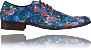 Lureaux Blue Gloriosa Kleurrijke Schoenen Voor Heren Veterschoenen Met Print