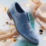 Lureaux Blue Paisley Panther Kleurrijke Schoenen Voor Heren Veterschoenen Met Print - Thumbnail 1