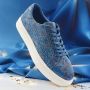 Lureaux Blue Paisley Panther Sneakers Handgemaakte Nette Schoenen Voor Heren - Thumbnail 1