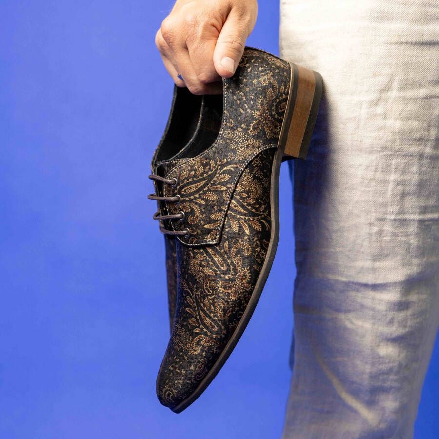 Lureaux Bronze Miracle Kleurrijke Schoenen Voor Heren Veterschoenen Met Print