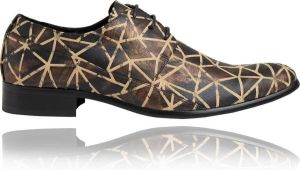 Lureaux Brown Triangle Kleurrijke Schoenen Voor Heren Veterschoenen Met Print