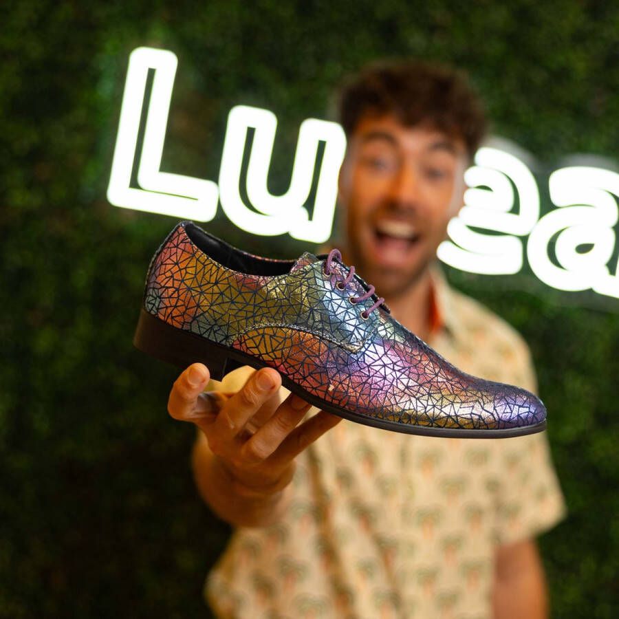 Lureaux Confident Glimmer Kleurrijke Schoenen Voor Heren Veterschoenen Met Print