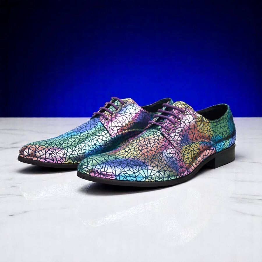 Lureaux Confident Glimmer Kleurrijke Schoenen Voor Heren Veterschoenen Met Print