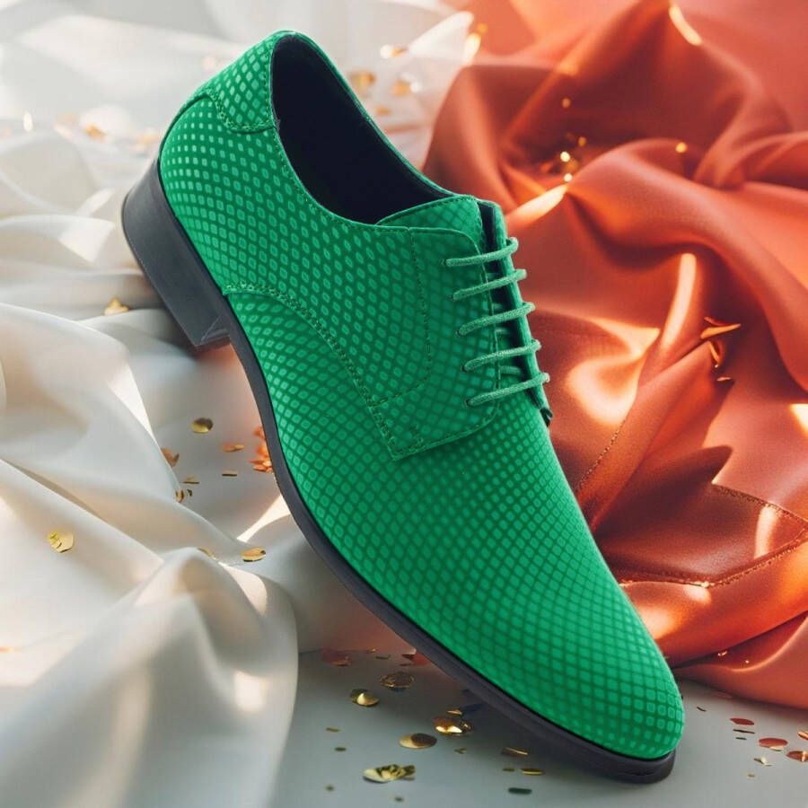 Lureaux Gleaming Greeny Kleurrijke Schoenen Voor Heren Veterschoenen Met Print