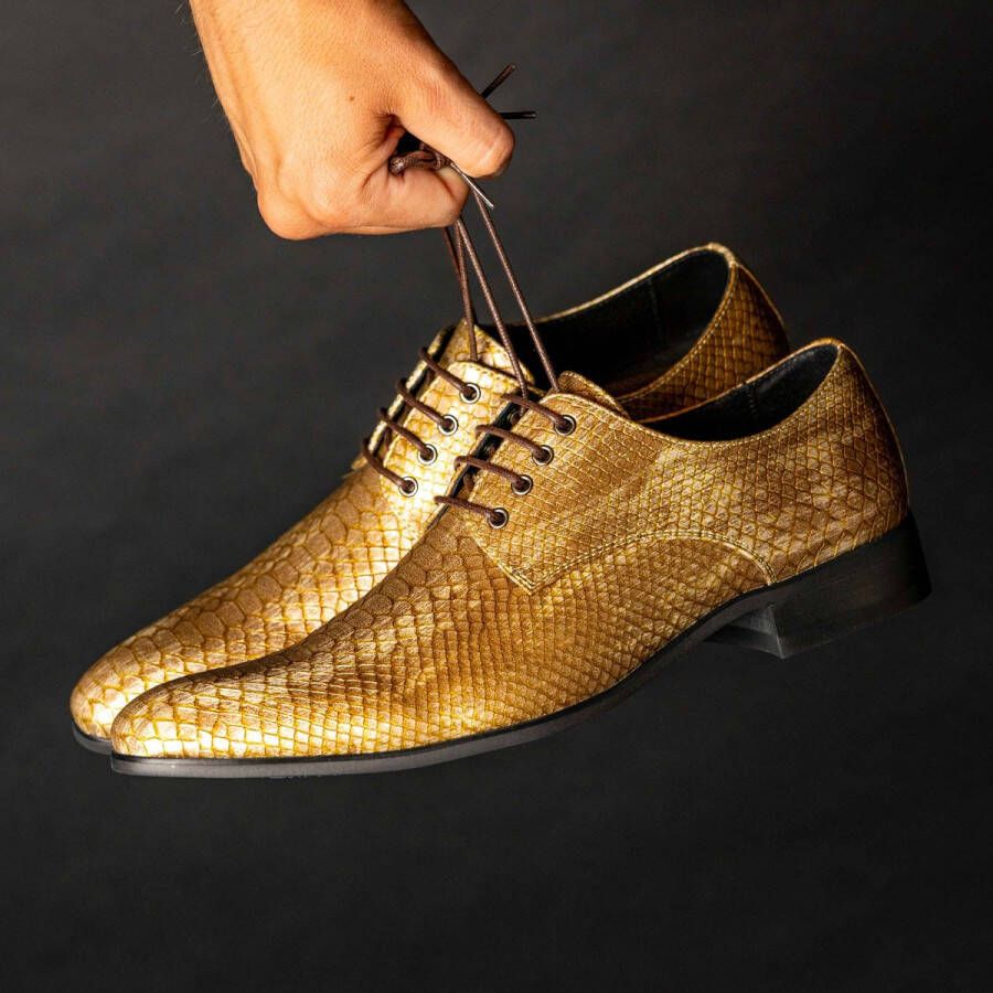 Lureaux Golden Viper Kleurrijke Schoenen Voor Heren Veterschoenen Met Print