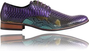 Lureaux Purple Python Kleurrijke Schoenen Voor Heren Veterschoenen Met Print