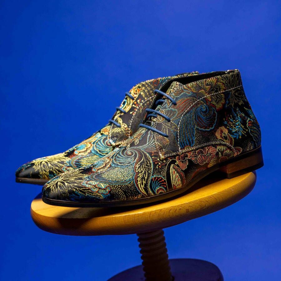 Lureaux Shiny Shadow High Kleurrijke Schoenen Voor Heren Veterschoenen Met Print
