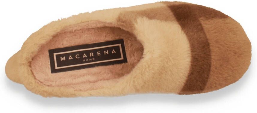 Macarena Dames Pantoffel Ruit Beige