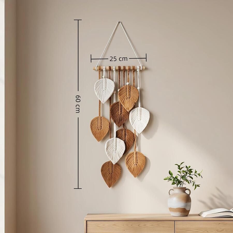 Macramé wanddecoratie met bladeren