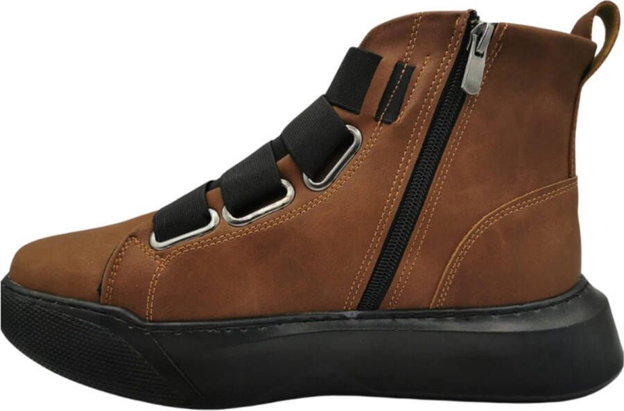 MadamPaola Heren Sneakers Hoge zool Kleur bruin