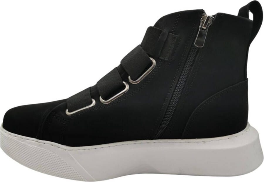 MadamPaola - Sneakers-Hoge zool-schoen met ronde zool-winterschoenen heren-winterschoenen heren-winter schoenen s-winter schoenen heren-winter schoenen- winter schoenen-warm schoenen-schoen-schoenen- Kleur zwart met witte bodem