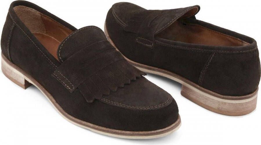 Made in Italia Stijlvolle suède penny loafers met franjes Brown Dames