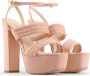 Made in Italia Luxe Velvet Wraparound Strap Sandalen Pink Dames - Thumbnail 1