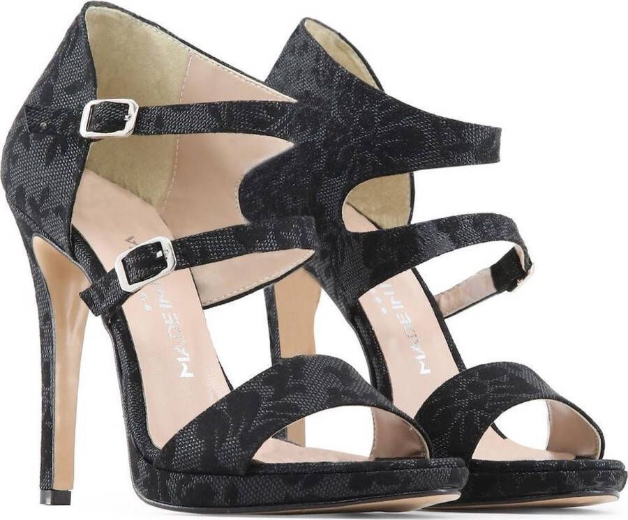 Made in Italia Bloemenprint Uitgesneden Hoge Hak Sandalen Black Dames