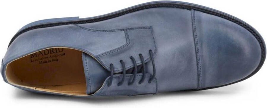 Duca di Morrone Italiaanse Leren Ronde Neus Veterschoenen Blue Heren
