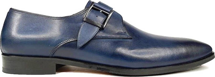 Maglieriapelle Ferro Shoes Enkele Gespschoen SAMUEL Blauw Echt leder Handgemaakt