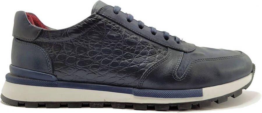 Maglieriapelle Ferro Shoes Heren Sneakers LOGAN Donkerblauw Echt leder