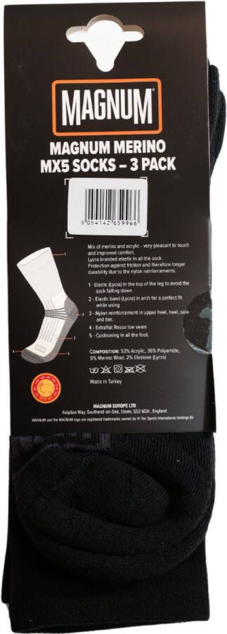 Magnum Merino MX5 Socks 3-Pack Zwart