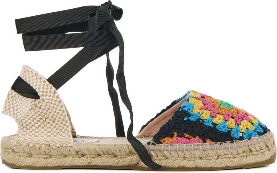 Manebi Espadrilles Female Instappers Damesschoenen Canvas U25P0 Zwart combi