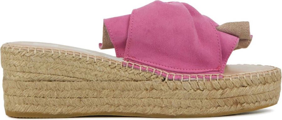 Manebi Espadrilles Dames Damesschoenen Leer Sleehak Hoogte K10WK Fuchsia