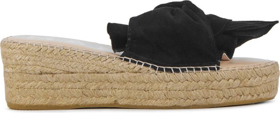 Manebi Espadrilles Dames Damesschoenen Leer Sleehak Hoogte K10WK Zwart