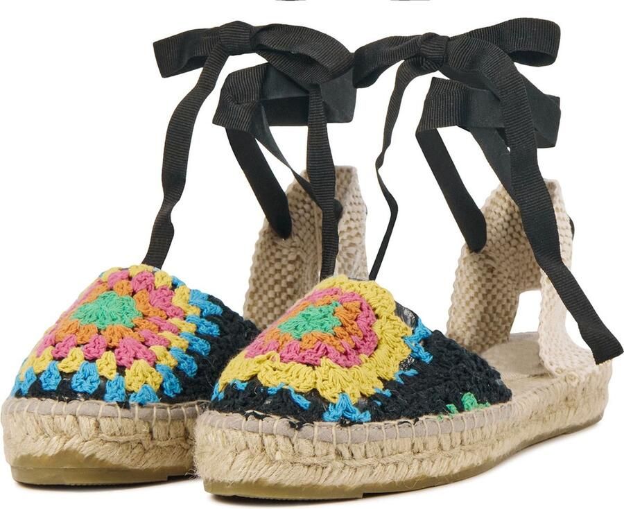 Manebi Espadrilles Female Instappers Damesschoenen Canvas U25P0 Zwart combi - Foto 2