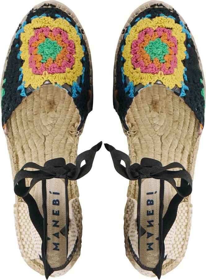 Manebi Espadrilles Female Instappers Damesschoenen Canvas U25P0 Zwart combi - Foto 4