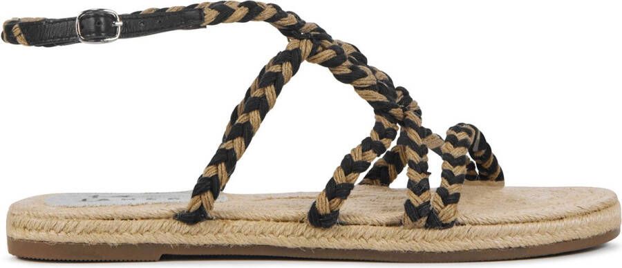 Manebí Gevlochten Touw Slipper Sandalen Black Dames