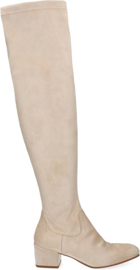 Manfield Dames Beige suèdine overknee laarzen