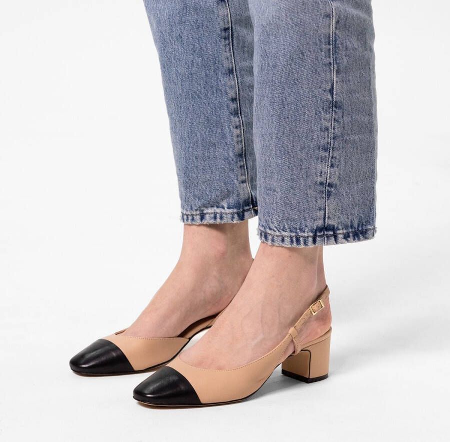 Manfield Dames PRE ORDER Beige leren slingback pumps - Foto 2
