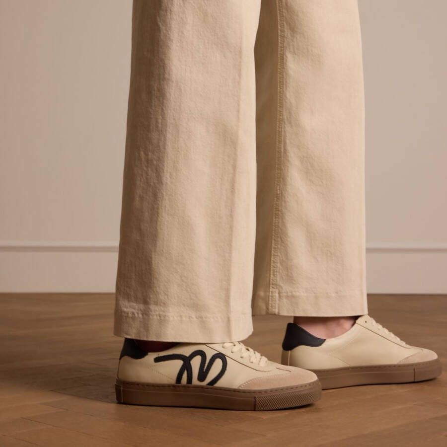 Manfield Dames Beige leren sneakers