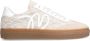 Manfield Dames Beige leren sneakers met kanten details - Thumbnail 1