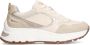 Manfield Dames Beige leren sneakers met suède details - Thumbnail 1
