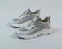 Manfield Dames Beige leren sneakers met details van suède - Thumbnail 2