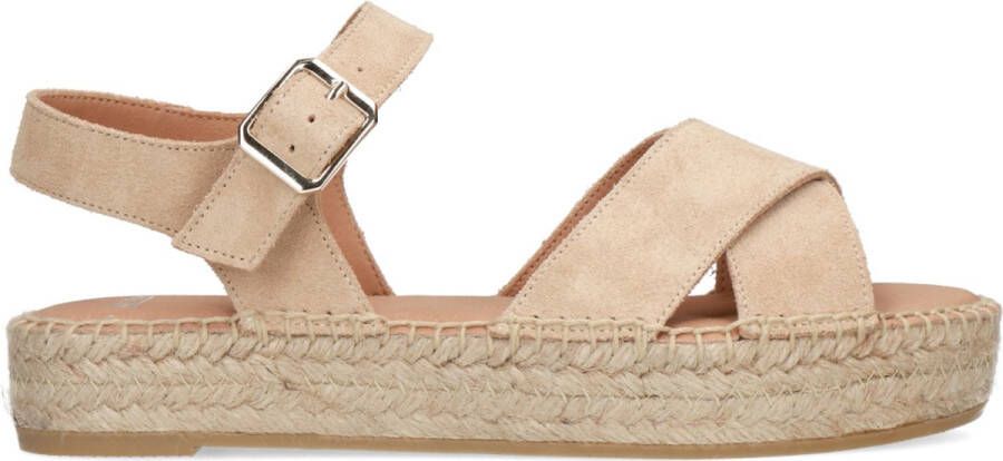 Manfield Dames Beige sandalen met suède banden