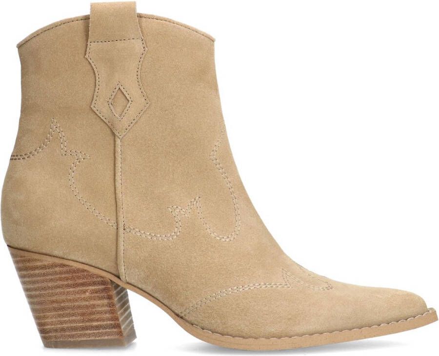 Manfield Dames Beige suède cowboy laarzen