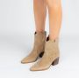 Manfield Dames Beige suède cowboylaarsjes - Thumbnail 2