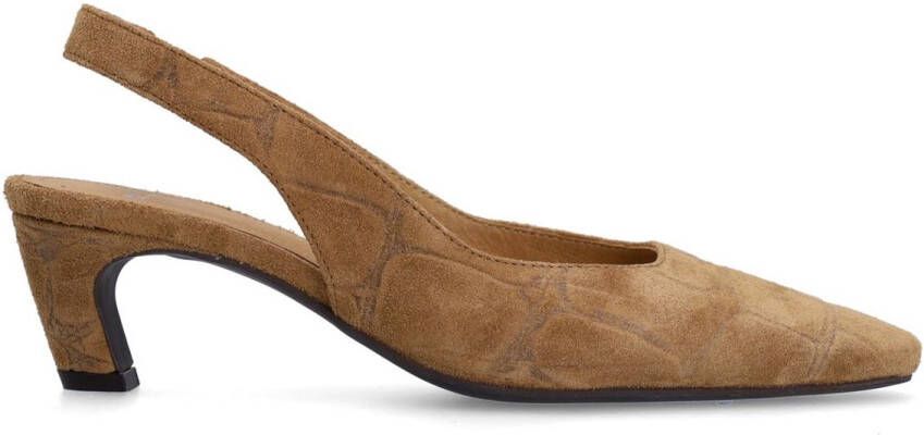 Manfield Dames Beige suède croco slingbacks