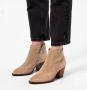 Manfield Dames Beige suède enkellaarsjes met hak - Thumbnail 2